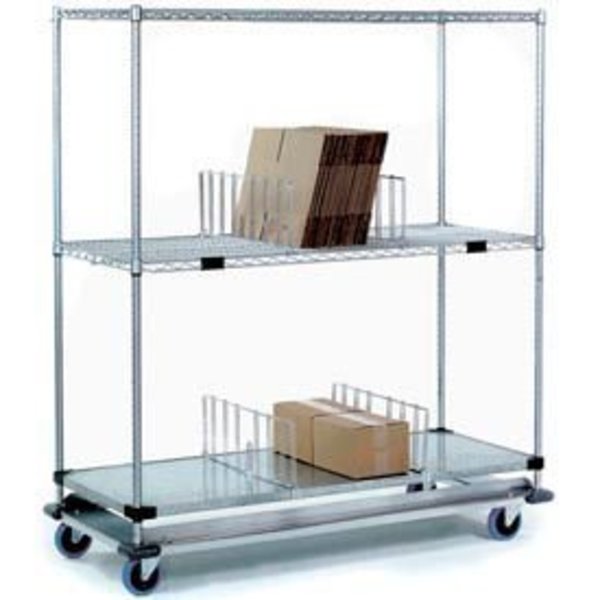 Global Equipment Nexel    Open Sided Wire Stock Picker Truck 2 Wire 1 Galvanized Shelf 1000 Lb Cap 48x24x69 558831A